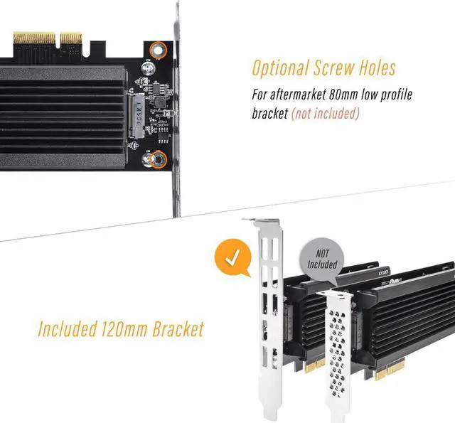 Alt view image 5 of 7 - Icy Dock MB987M2P-1B | 1 x M.2 NVMe SSD to PCIe 3.0 x4 Adapter with Heat Sink & PCIe Bracket | EZConvert Ex Pro