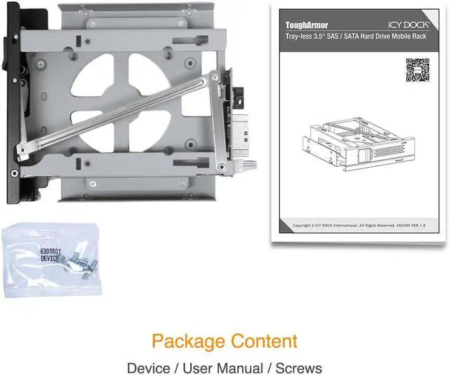Alt view image 7 of 7 - Icy Dock MB171SP-1B | Tray-less 3.5" SAS/SATA HDD Mobile Rack Enclosure for 5.25" Bay | TurboSwap