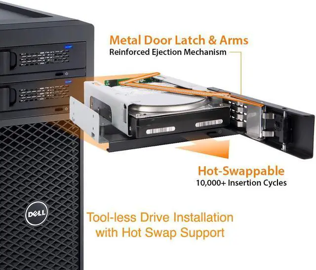 Alt view image 2 of 7 - Icy Dock MB171SP-1B | Tray-less 3.5" SAS/SATA HDD Mobile Rack Enclosure for 5.25" Bay | TurboSwap
