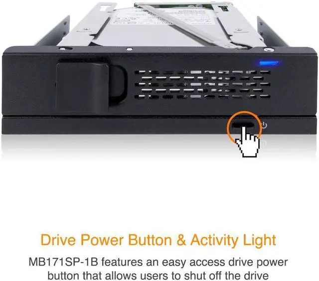 Alt view image 3 of 7 - Icy Dock MB171SP-1B | Tray-less 3.5" SAS/SATA HDD Mobile Rack Enclosure for 5.25" Bay | TurboSwap