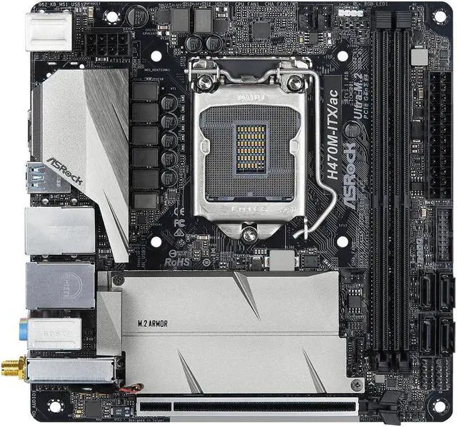 Alt view image 8 of 10 - ASRock H470M-ITX/AC LGA 1200 Intel H470 Mini ITX Intel Motherboard