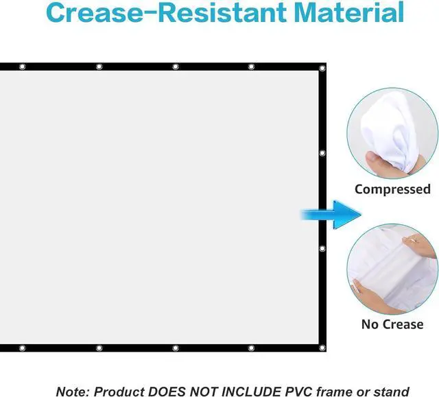 Alt view image 2 of 7 - Taotique Projector Screen 120 inch, Movie Projector Screen 16:9 Foldable and Portable Anti-Crease Indoor Outdoor Projection Double Sided Video Projector Screen for Home, Party, Office, Classroom