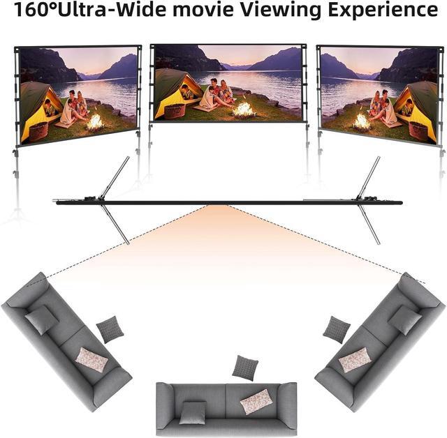 Alt view image 4 of 7 - Projector Screen and Stand 120 inch Portable Projector Screen Indoor Outdoor Projection Screen 16:9 4K HD Wrinkle-Free Light-Weight Movie Screen with Carry Bag for Backyard Movie Night