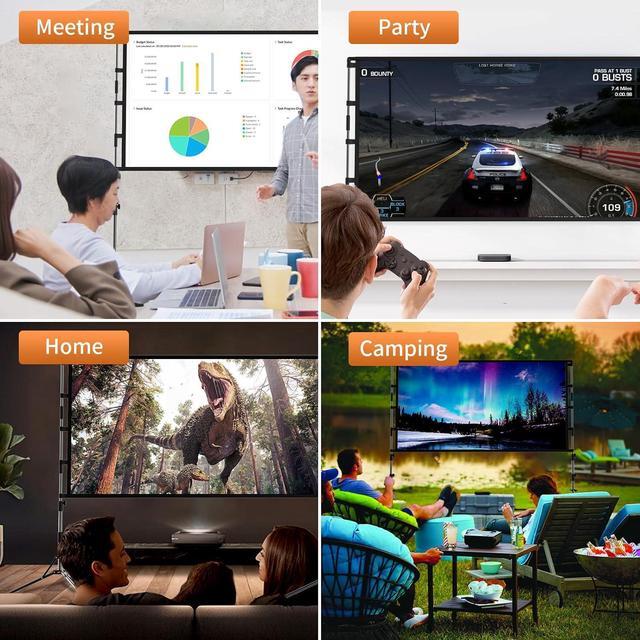 Alt view image 5 of 7 - Projector Screen and Stand 120 inch Portable Projector Screen Indoor Outdoor Projection Screen 16:9 4K HD Wrinkle-Free Light-Weight Movie Screen with Carry Bag for Backyard Movie Night