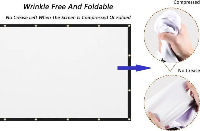 Alt view image 2 of 7 - 120 inch Projector Screen 16:9 Foldable Anti-Crease Portable Projector Movies Screens for Home Theater Outdoor Indoor Support Double Sided Projection