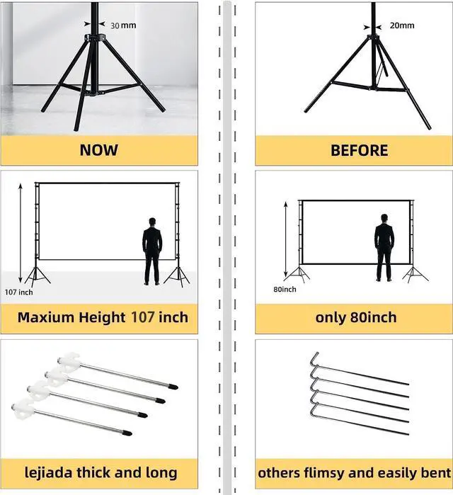 Alt view image 7 of 7 - 12-Foot Projector Screen and Stand,150 inch Large Indoor Movie Projection Screen 16: 9 Wrinkle-Free Design Ideal foOutdoor Yard Movie Night and Outdoor Camping, Conference, Office,Presentations