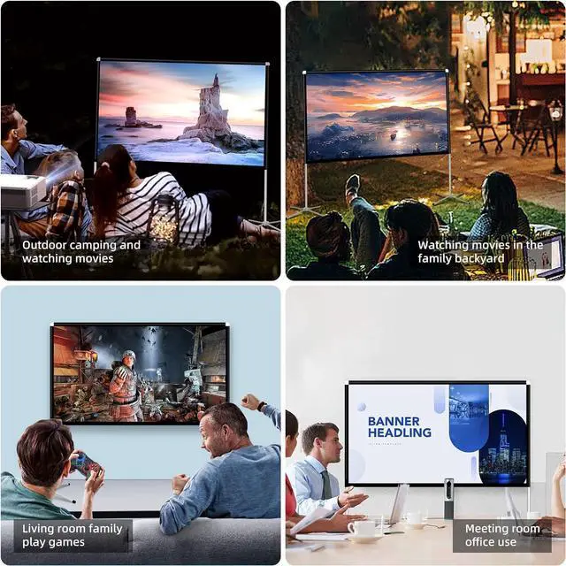 Alt view image 7 of 7 - Portable Projector Screen 60inch,Movie Projection Screen,Indoor Projector Screen and Stand, 16:9 Projector Screen 4K HD Wrinkle-Free Lightweight