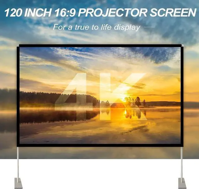 Alt view image 2 of 6 - Abdtech Portable Outdoor Movie Screen, 120 inch 3D Projector Screen Frame Foldable Movie Screen for Projectors Enjoy Outdoor Film Movie Night with Carrying Bag for Indoor Outdoor Home Theater Camping