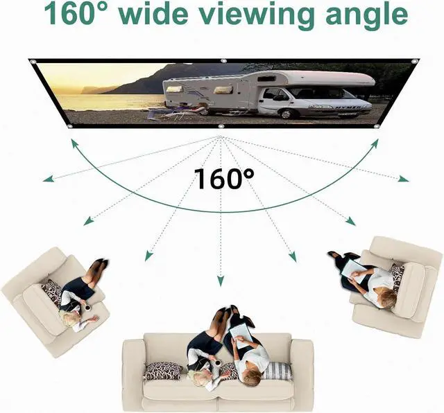 Alt view image 6 of 7 - Projector Screen 120 inch Wrinkle-Free and Foldable Projection Screen 16:9 HD 4K Portable Movies Screen for Home Theater Outdoor Indoor Support Double Sided Projection