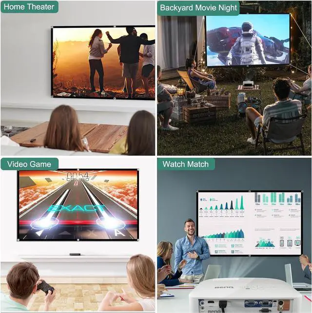 Alt view image 7 of 7 - Projector Screen 120 inch Wrinkle-Free and Foldable Projection Screen 16:9 HD 4K Portable Movies Screen for Home Theater Outdoor Indoor Support Double Sided Projection