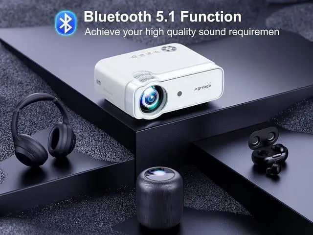 Alt view image 4 of 7 - Projector with WiFi and Bluetooth 5G WiFi 4K Supported Native 1080P 14000L AGREAGO Portable Outdoor Projector with Screen Home Theater Projector Compatible with TV Stick/iOS/Android/Win/HDMI/USB
