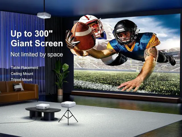 Alt view image 5 of 7 - Projector with WiFi and Bluetooth 5G WiFi 4K Supported Native 1080P 14000L AGREAGO Portable Outdoor Projector with Screen Home Theater Projector Compatible with TV Stick/iOS/Android/Win/HDMI/USB