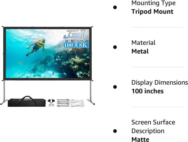 Alt view image 7 of 7 - Projector Screen Indoor,JWSIT 100 inch Outdoor Movie Screen-Upgraded 3 Layers PVC 16:9 Outdoor Projector Screen,Portable Video Projection Screen with Carrying Bag for Home Theater Backyard
