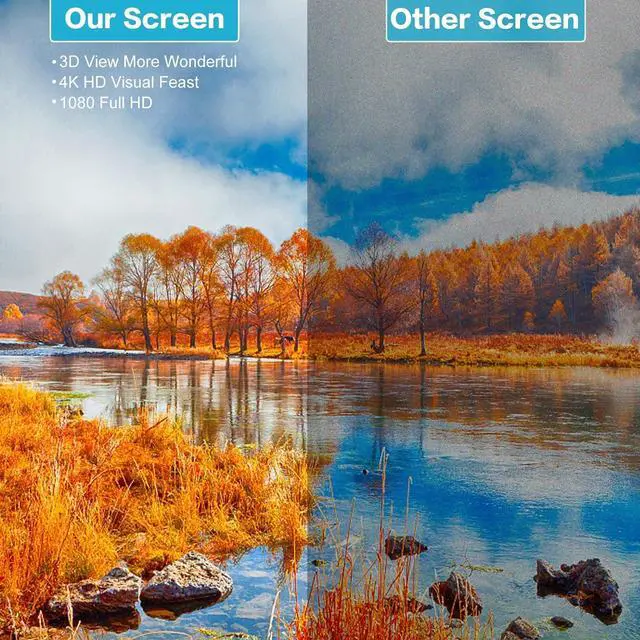 Alt view image 5 of 7 - Taotique Projector Screen 120 inch, Movie Projector Screen 16:9 Foldable and Portable Anti-Crease Indoor Outdoor Projection Double Sided Video Projector Screen for Home, Party, Office, Classroom