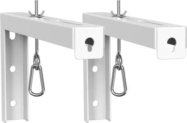 Main image of WALI Universal Projector Screen Ceiling Mount, Wall Hanging Mount L-Brackets, 12 inch Adjustable Extension with Hook Kit, Perfect Projector Screen Placement Hold up to 80 lbs (PSM001XL-W), White