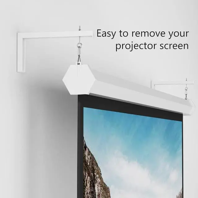 Alt view image 3 of 7 - WALI Universal Projector Screen Ceiling Mount, Wall Hanging Mount L-Brackets, 12 inch Adjustable Extension with Hook Kit, Perfect Projector Screen Placement Hold up to 80 lbs (PSM001XL-W), White