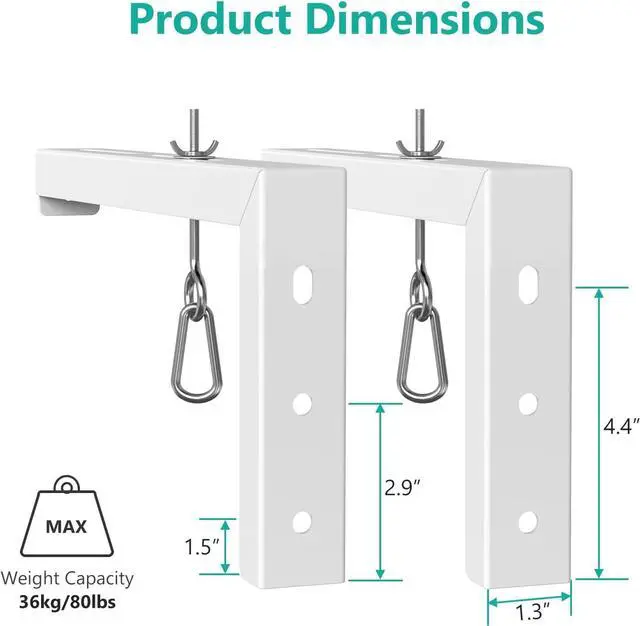 Alt view image 4 of 7 - WALI Universal Projector Screen Ceiling Mount, Wall Hanging Mount L-Brackets, 12 inch Adjustable Extension with Hook Kit, Perfect Projector Screen Placement Hold up to 80 lbs (PSM001XL-W), White