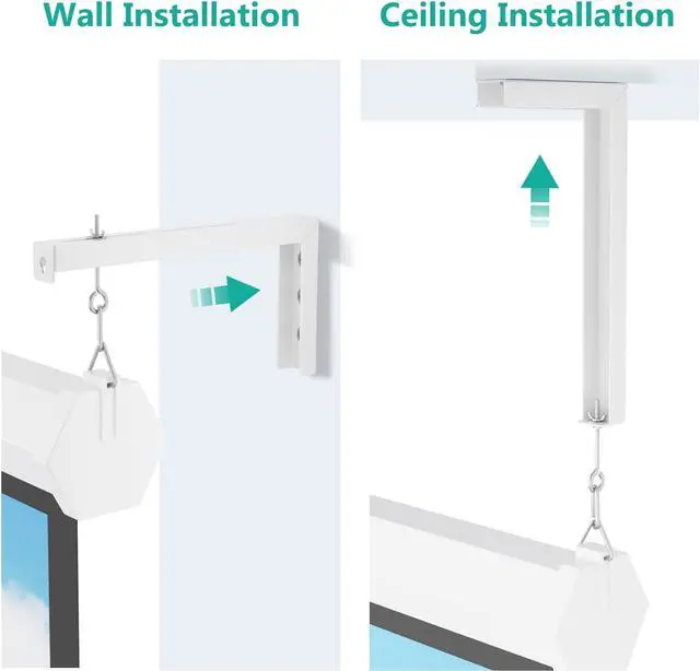 Alt view image 6 of 7 - WALI Universal Projector Screen Ceiling Mount, Wall Hanging Mount L-Brackets, 12 inch Adjustable Extension with Hook Kit, Perfect Projector Screen Placement Hold up to 80 lbs (PSM001XL-W), White