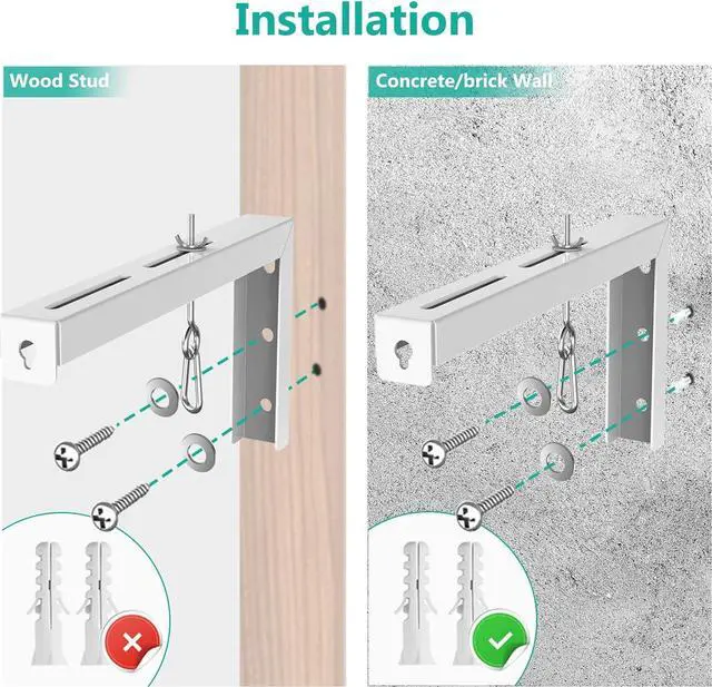 Alt view image 7 of 7 - WALI Universal Projector Screen Ceiling Mount, Wall Hanging Mount L-Brackets, 12 inch Adjustable Extension with Hook Kit, Perfect Projector Screen Placement Hold up to 80 lbs (PSM001XL-W), White