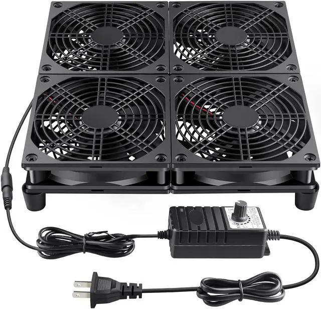 Main image of Wathai 120mm x 4 Router TV Box Fan 110v - 240v Big Airflow with Speed Control for DIY Gaming Consoles, Amplifiers, Xbox, Laptop Stand, Mining Machines Devices Cooling