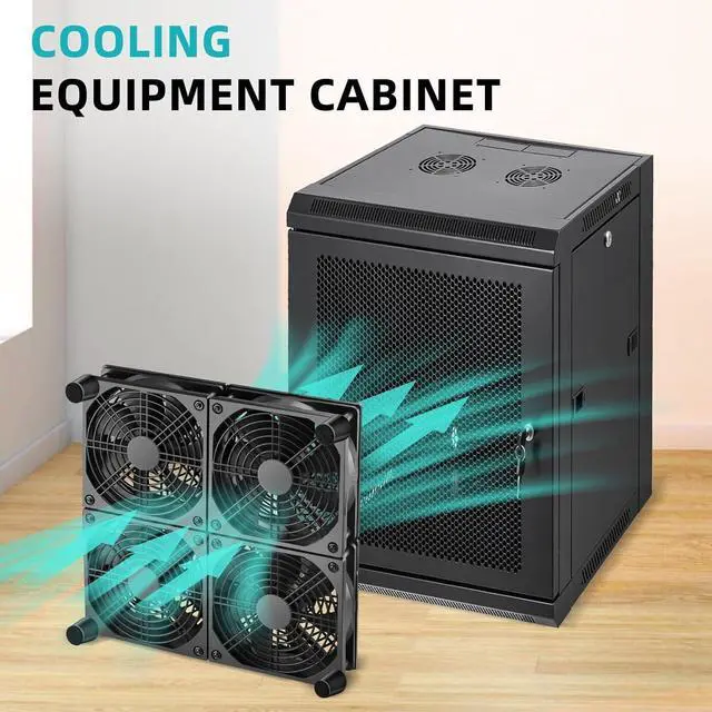 Alt view image 3 of 6 - Wathai 120mm x 4 Router TV Box Fan 110v - 240v Big Airflow with Speed Control for DIY Gaming Consoles, Amplifiers, Xbox, Laptop Stand, Mining Machines Devices Cooling