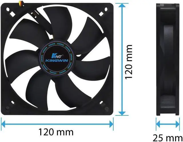 Alt view image 5 of 5 - Kingwin 120mm Silent Fan for Computer Cases, Mining Rig, CPU Coolers, Computer Cooling Fan, Long Life Bearing, and Provide Excellent Ventilation Black CF-012LB