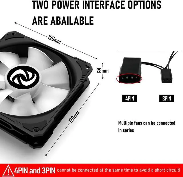 Alt view image 5 of 7 - 120mm Case Fan 3 Pack RGB Case Fans, Silent Version High Airflow PC Fans, Hydraulic Bearing - Low Noise RGB Fans with 12v 3 pin and molex 4 pin PSU Plug Computer Fans for PC Case