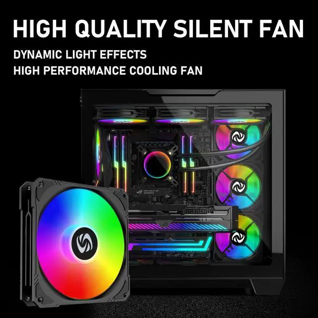 Alt view image 6 of 7 - 120mm Case Fan 3 Pack RGB Case Fans, Silent Version High Airflow PC Fans, Hydraulic Bearing - Low Noise RGB Fans with 12v 3 pin and molex 4 pin PSU Plug Computer Fans for PC Case