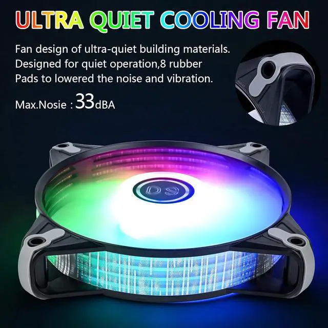 Alt view image 6 of 7 - DS RGB Fans, 120mm 6 Pack Case Cooling LED Fans for White Black PC Case, CPU Cooler and Radiators System (DK Series)