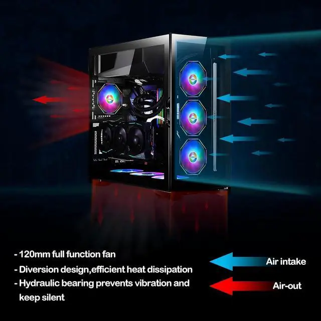 Alt view image 7 of 7 - CONISY RGB LED Series 120mm Case Fan for Computer Case, Unique Ultra Quiet Long Life Gaming PC Cooling Fan - Colorful (2Pack)