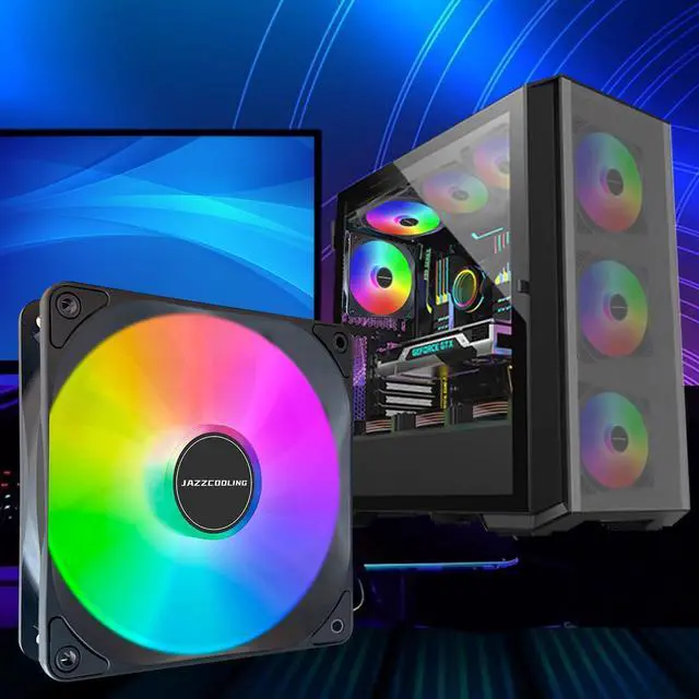 Alt view image 7 of 7 - FS-120 High Performance Quiet 120mm RGB Fans, 3 Pack - Low Noise PC Case Fans with Hydraulic Bearing - 12v 3pin and molex 4pin PSU Plug