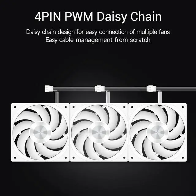 Alt view image 6 of 7 - PCCOOLER F5 R120 High Performance Cooling Fan, 120mm PWM 4-Pin FDB Case Fan, 2000 RPM Daisy Chain PC Fan, 80CFM 3.5mmH2O 3 Mode PC Case Fan for Air Cooler & Watercooling Radiator, White - 3 Pack