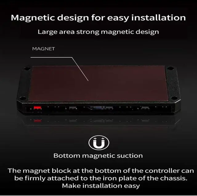 Alt view image 5 of 6 - ShakingTank ARGB and PWM HUB 9 PortsFor A-RGB &PWM Case Fan Hub with Controller and SATA Power Input, Magnetic backplane Splitter 5V/3PIN ARGB Case Fan Hub Adapter PWM ARGB Fan
