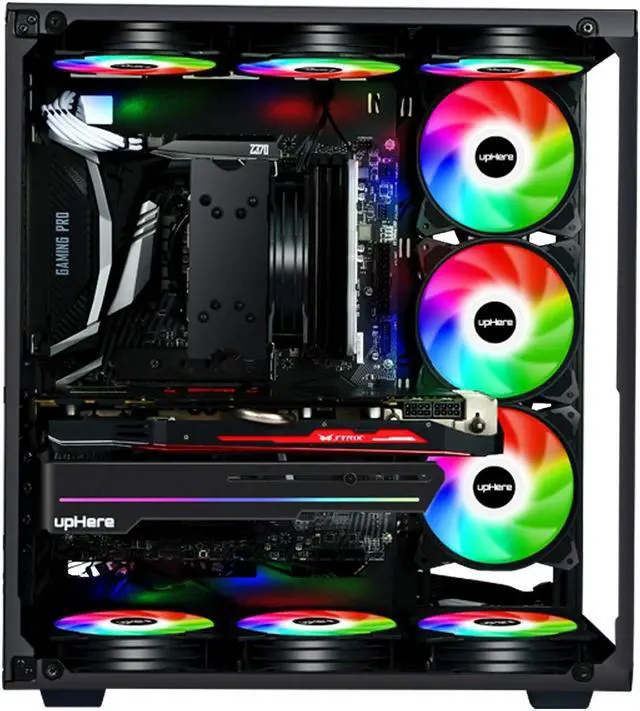 Alt view image 6 of 7 - upHere 120mm Case Fan,Support 5V ARGB Addressable Motherboard SYNC,Colorful Cooler Speed Adjustable with Fan Control Hub for PC Cases, CPU Coolers,Radiators System,6-Pack,SR12-06-6