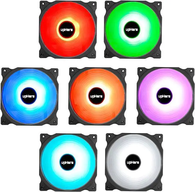 Alt view image 4 of 7 - upHere RGB LED 120mm Case Fan,Quiet Edition High Airflow Adjustable Color LED Case Fan for PC Cases, CPU Coolers,Radiators System,5-Pack / C8123