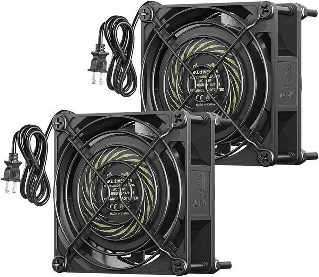 Main image of DEWENWILS 2 Pack 120V AC Fan, Waterproof Exhaust Fan 80mm, 14W 2470RPM 21CFM, DIY Cooling Fan for Refrigerator, Computer Case, Compressor Engine, Generator, UL Listed