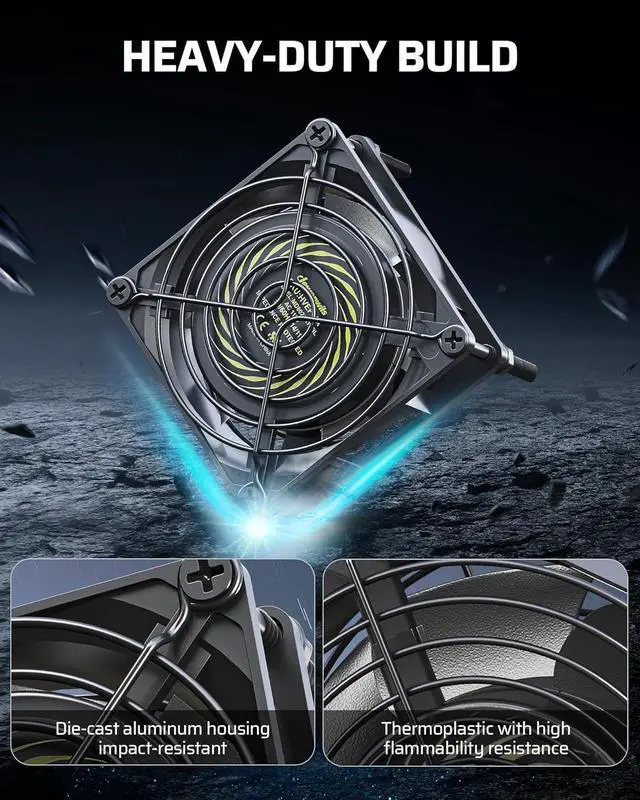 Alt view image 2 of 7 - DEWENWILS 2 Pack 120V AC Fan, Waterproof Exhaust Fan 80mm, 14W 2470RPM 21CFM, DIY Cooling Fan for Refrigerator, Computer Case, Compressor Engine, Generator, UL Listed