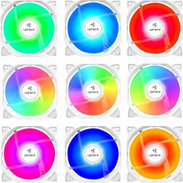 Alt view image 6 of 7 - upHere 120mm RGB Case Fan,Quiet Edition High Airflow Adjustable Color LED Case Fan for PC Cases, CPU Coolers,Radiators System,5-Pack,White Edition/C806-5