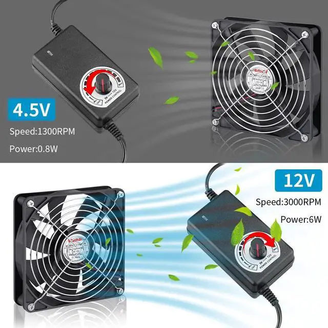 Alt view image 4 of 6 - Wathai 140mm x 25mm Computer Fan with AC Plug 110V 120V 220V 240V Variable Speed Controller for DIY Biltong Box Reptile Aquarium Receiver DVR Playstation Xbox Cabinet Ventilation Cooling