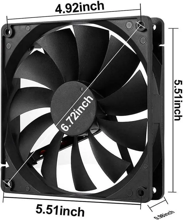 Alt view image 5 of 7 - 140mm Case Fan Quiet High Performance PC Fan 140mm Standard Case Fan 3pin 4pin Molex Connector 12V DC Computer PC CPU Case Fan 1000RPM 2-Pack
