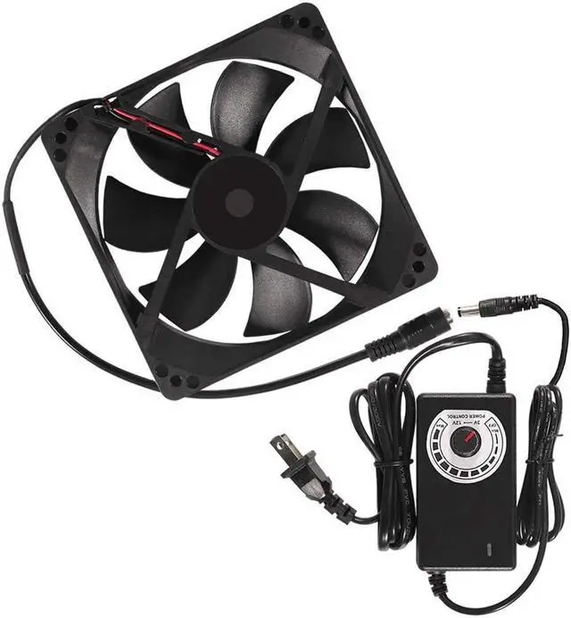 Alt view image 2 of 7 - 120mm x 25mm 110V 220V AC Powered Cooling Fan with Speed Controller 3V to 12V, 1225 AC 115V 120V 220V 240V for Cooling Ventilation Exhaust Projects, Receiver DVR Playstation Xbox Component Cooling