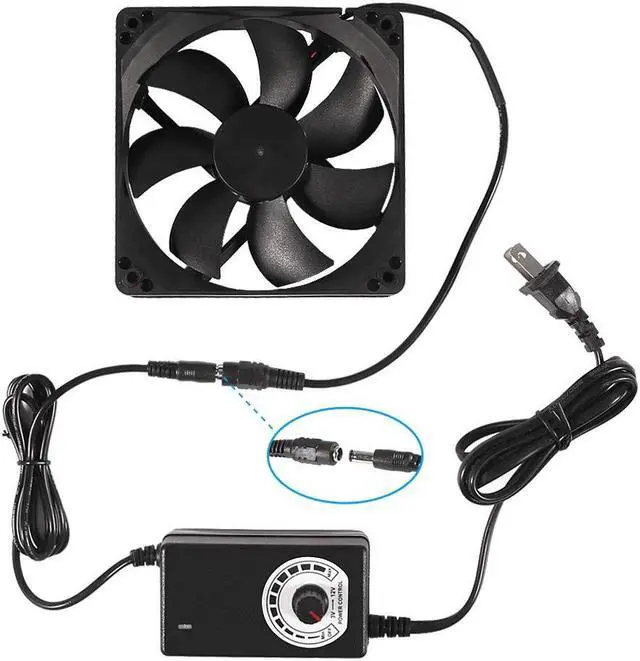 Alt view image 3 of 7 - 120mm x 25mm 110V 220V AC Powered Cooling Fan with Speed Controller 3V to 12V, 1225 AC 115V 120V 220V 240V for Cooling Ventilation Exhaust Projects, Receiver DVR Playstation Xbox Component Cooling
