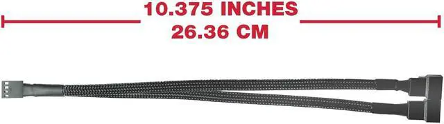 Alt view image 4 of 7 - PC Fan Splitter Extension Cable - 1 to 2 PWM Fan Splitter Compatible with 3 & 4 Pin PC Cooling Fans, 10.5 inch Black Braided Nylon Cable (2 Pack)