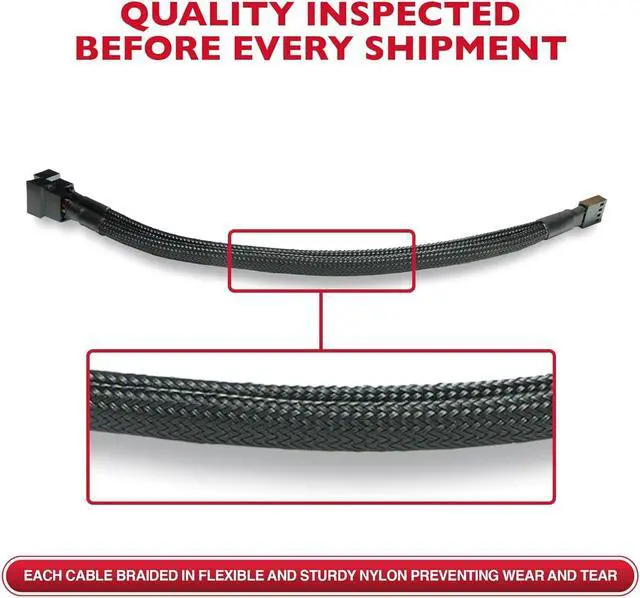 Alt view image 6 of 7 - PC Fan Splitter Extension Cable - 1 to 2 PWM Fan Splitter Compatible with 3 & 4 Pin PC Cooling Fans, 10.5 inch Black Braided Nylon Cable (2 Pack)