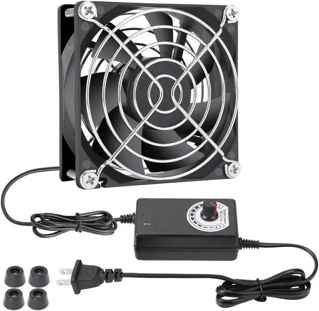 Main image of 80mm Small Computer Fan with AC Plug, 110V 120V 220V 240V Fan with Speed Controller, Cooling for Gaming PC, Modem, Cabinet, Terrarium, Greenhouse