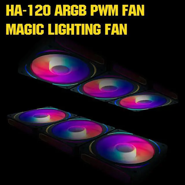 Alt view image 3 of 6 - RGB Fans 120mm PWM Fans 3 Pack PC argb Fans, HA-120 pc pwm RGB Fans with 12v 4pin pwm and 5v 3pin argb Plug, Infinity Mirror ARGB Addressable Lighting - Low Noise Computer Fans for PC Cooler and Case