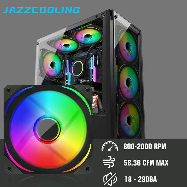Alt view image 6 of 6 - RGB Fans 120mm PWM Fans 3 Pack PC argb Fans, HA-120 pc pwm RGB Fans with 12v 4pin pwm and 5v 3pin argb Plug, Infinity Mirror ARGB Addressable Lighting - Low Noise Computer Fans for PC Cooler and Case