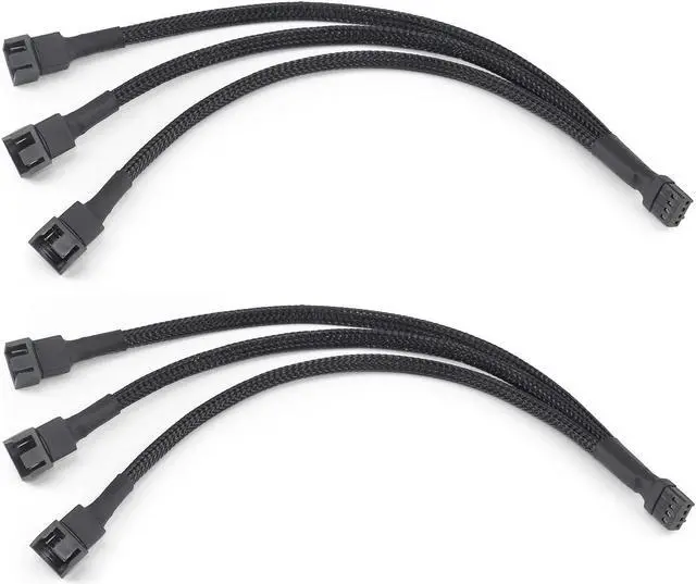 Main image of 2-Pack Fan Splitter, 4 Pin PWM Fan Splitter Cable PC Case Fan Header Splitter fo Computer 4 Pin or 3 Pin Cooling Fan, 12 Inches (Fan Splitter- 3 Way)