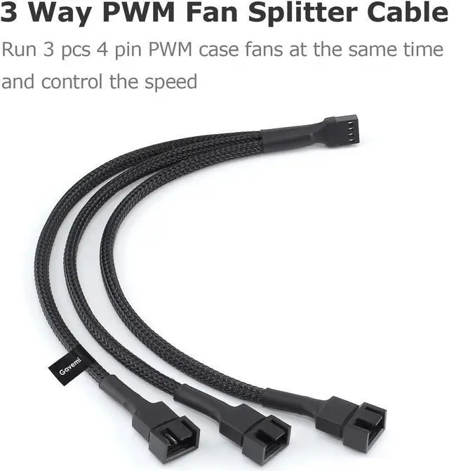 Alt view image 2 of 6 - 2-Pack Fan Splitter, 4 Pin PWM Fan Splitter Cable PC Case Fan Header Splitter fo Computer 4 Pin or 3 Pin Cooling Fan, 12 Inches (Fan Splitter- 3 Way)