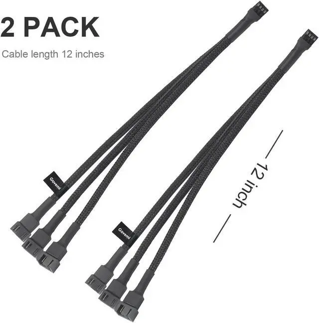 Alt view image 6 of 6 - 2-Pack Fan Splitter, 4 Pin PWM Fan Splitter Cable PC Case Fan Header Splitter fo Computer 4 Pin or 3 Pin Cooling Fan, 12 Inches (Fan Splitter- 3 Way)